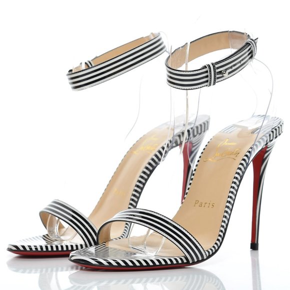 NWT💙CHRISTIAN LOUBOUTIN💙Patent PVC Striped Illusion Jonatina 100 - Picture 2 of 9